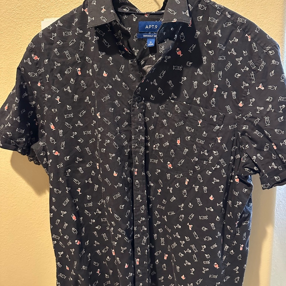Apt. 9 Black and White Cocktail Print Men's Shirt
